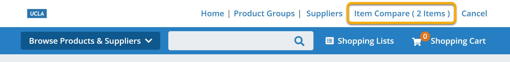 To view the item comparison, select Item Compare (__ items) in the top navigation