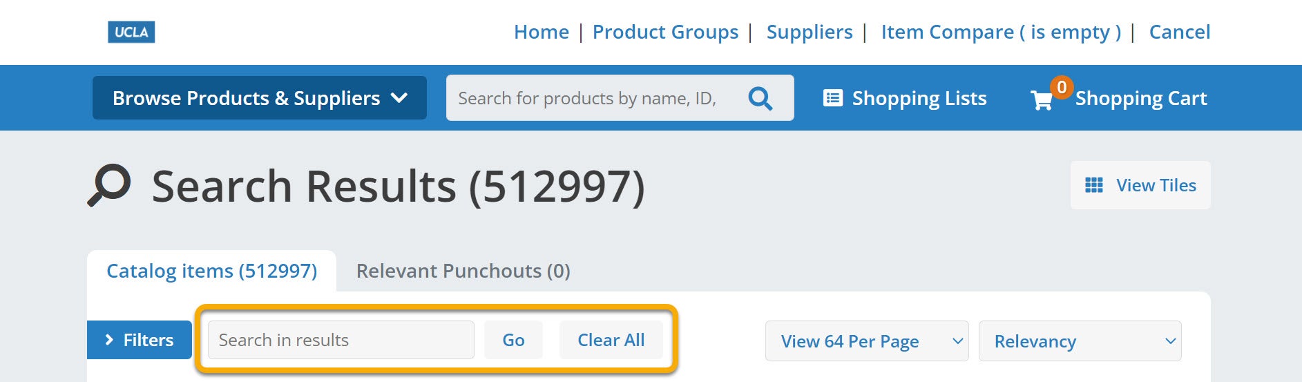 Use the Search in Results box to find a specific item. Select Go or hit enter to load your updated results.
